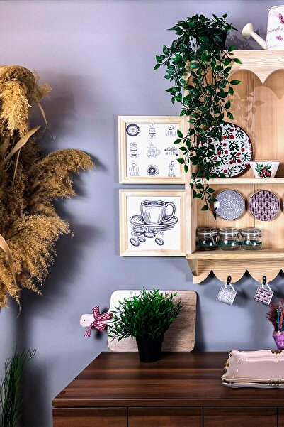 ÖZCANLAR ÇERÇEVE Naturel Ahşap Küçük Terek Hediye Sanat Ahşap Mutfak Rafı Dolabı Terek Mutfak Dekoru Ev Dekoru