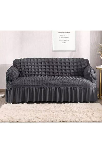 HaNemCe 3-Piece Anthracite Wrapped Sofa Set - Sofa and Sofa Bed Cover (3 Seater)