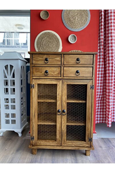 Turuncu Atölye Home And Accessory Design Masif Ağaç 4 Çekmeceli Ayaklı Tel Dolap