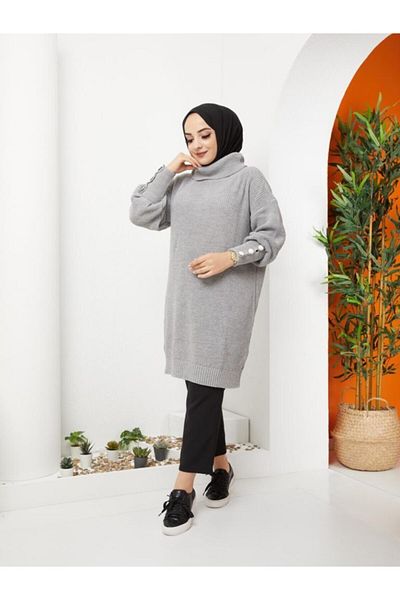 Pamuk Butik Pulover de damă cu gât tricotat
