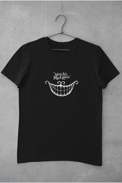 Kio Tasarım Tricou pentru femei Cheshire Cat Laugh Alice în Țara Minunilor, 100% bumbac