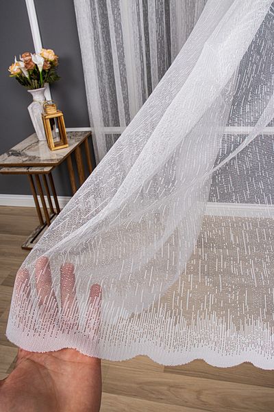 perdealemi Modern Slub Pattern Knitted Plain Tulle Curtain, 100x250, Thin Pleat, 1/3