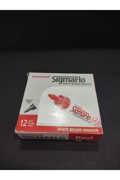 Monami قلم Sigmaflo باللون الأحمر والأبيض - علبة مكونة من 12 قطعة