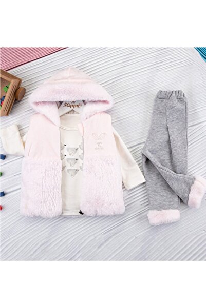 Hippıl Baby Kız Bebek 3'lü Takım Pembe