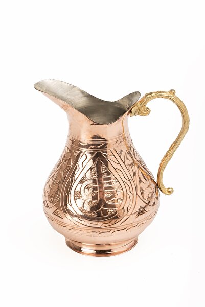 DMT COPPER HOME Dmt Gaziantep Bakır El Işlemeli Sürahi Kalaylı Yük:18 Cm Kalı...