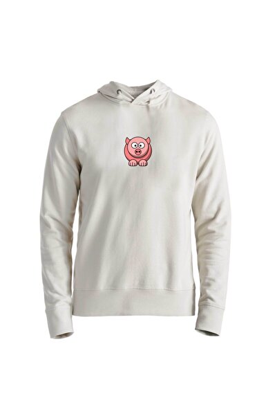 Alfa Tshirt Animal Pig Picture Printed Ecru Kids Sweatshirt