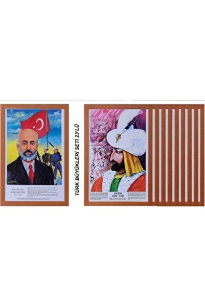 Panda Türk Büyükleri Posterleri Seti - Mdf Çerçeve 23'lü Set