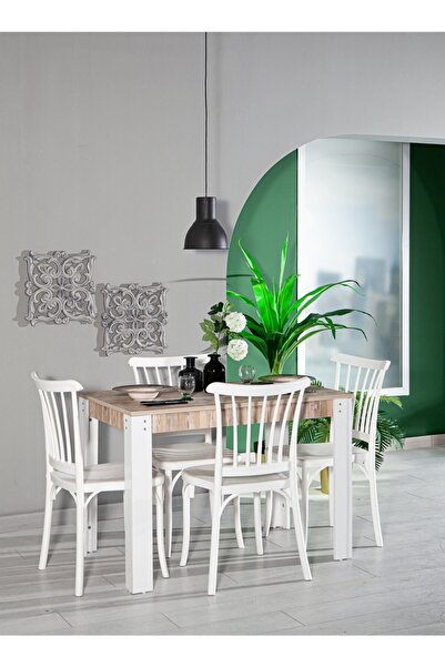 SANDALİE Grande / Violet Mutfak Masa Takımı 4 Sandalye 1 Masa - Beyaz