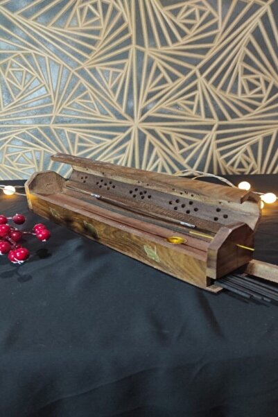 Genel Markalar Maun Ağacından Ahşap Kutu Tütsülük, Tabut Tütsülük 31 cm Tütsü...