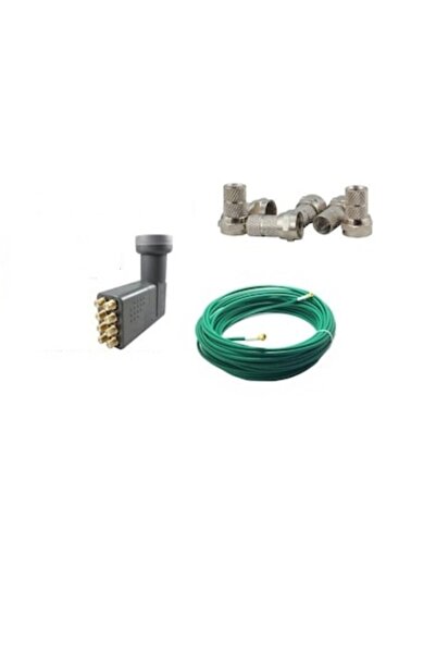 NcpLine 8 Li Lnb 25 Metre Uydu Çanak Anten Kablosu Yeşil 5 Adet F Konnektörlü U6 KABLO
