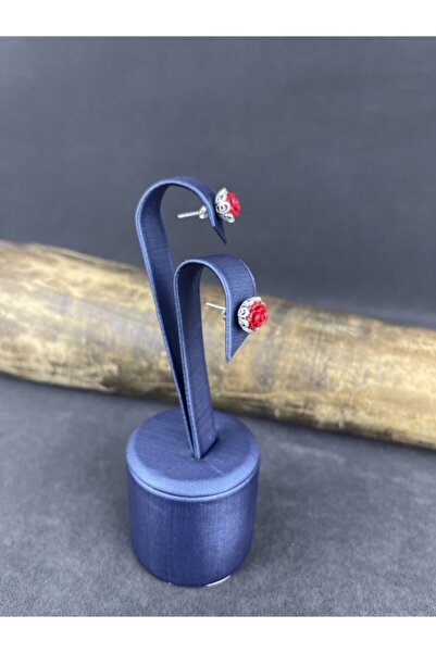 BEY SİLVER Telkari Gül Mercan Nokta Kadın Küpe