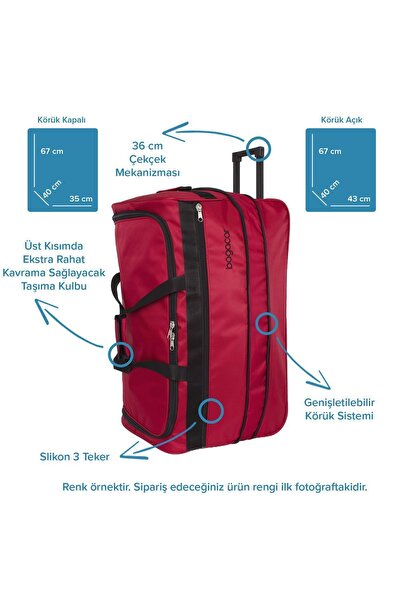 Bagacar 3 Tekerlekli Körüklü Büyük Battal Boy Seyahat Valizi Gri