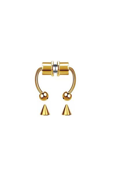 axexuar Surgical Steel Magnet Magnetic Fake Septum Gold Gold Color Women Men Unisex Piercing