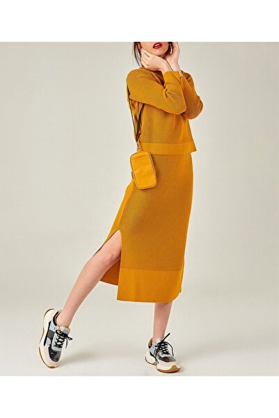AQE FASHION Set 2 piese cu fustă muștar pentru damă