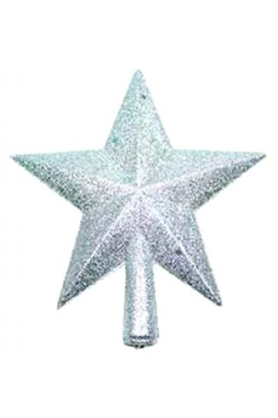 Happyland نجمة فضية مقاس 15 سم - زخرفة شجرة عيد الميلاد اللامعة