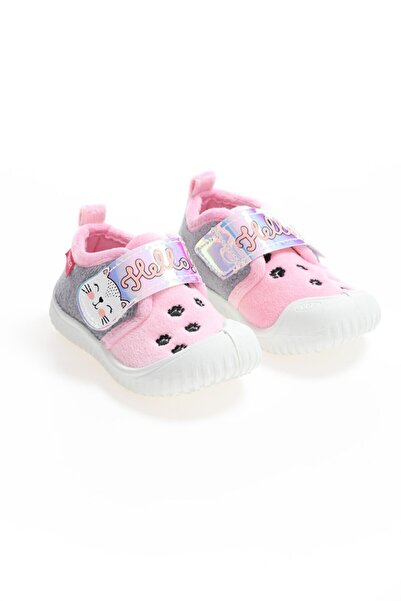 GEZER Gri Pembe Ortopedik Kaydırmaz Taban Kız Bebek Çocuk Anaokuluokul Kreş Panduf Ayakkabı 03213