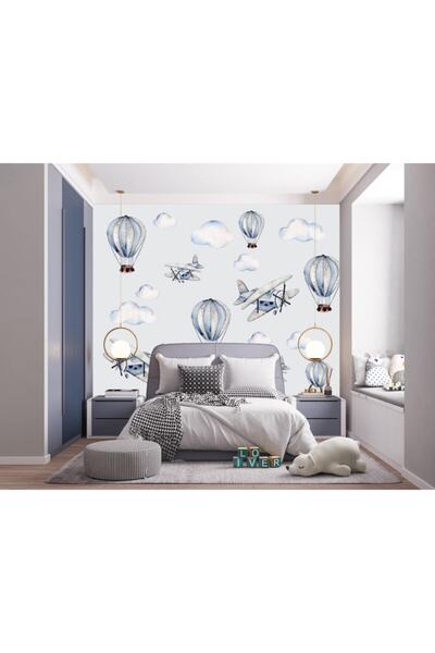 adalidekor Çocuk Odası Duvar Kağıdı Uçak Ve Ağaçlar