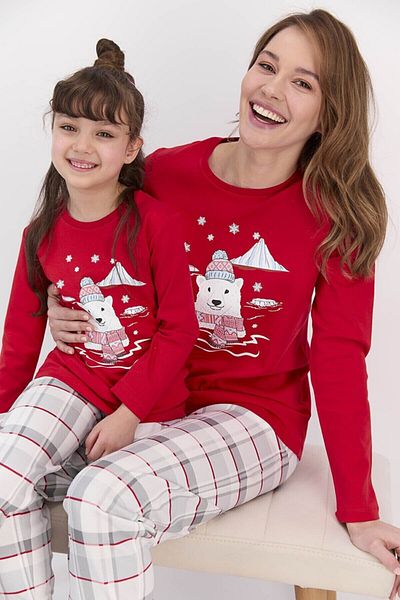 ROLY POLY Mother-daughter Combination Red Pajama Set.