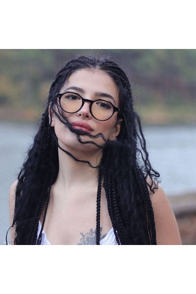 LOOKUP Lookup Unisex Square Black Frame Transparent Glass Women's Sunglasses