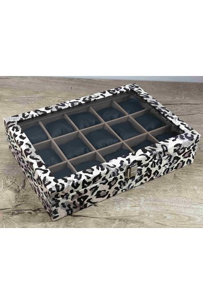 Kelepir Fırsatlar Gorgeous Stylish Looking Leopard Patterned Outer Coating Black Pillow Watch Box Special for Women