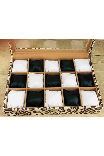 Kelepir Fırsatlar 15 Large Size Wristwatch Fits Leopard Pattern Plated Watch Jewelry Jewelry Box