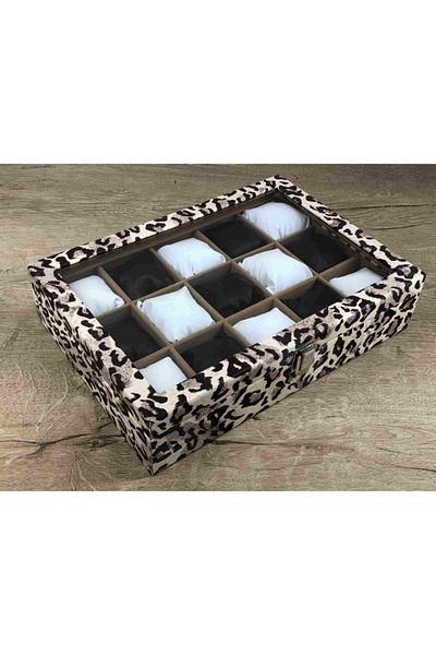 Kelepir Fırsatlar 15 Large Size Wristwatch Fits Leopard Pattern Plated Watch Jewelry Jewelry Box