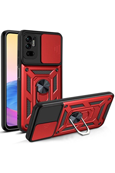 Fibaks Xiaomi Poco M3/redmi 9t Uyumlu Kılıf Kamera Korumalı Sürgülü Yüzüklü Armor Military Tank