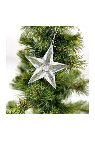 QUEEN AKSESUAR زينة تزيين شجرة الصنوبر ذات المظهر الزجاجي الكريستالي الشفاف ل...