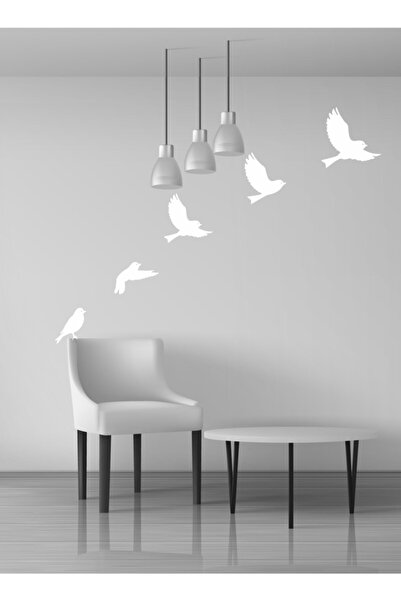 TRC TRAFİK ملصق حائط مزخرف من Flying Birds، قطيع الطيور باللون الأبيض (10 قطع)