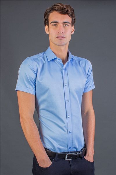 Tudors Cămașă albastră slim fit pentru bărbați - MD190001-232
