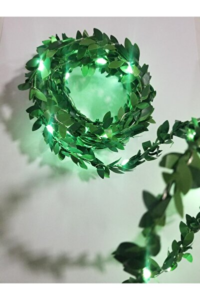 KozmoParti Yılbaşı Aydınlatma Yeşil Yapraklı Dekorlu 3 m Yeşil Peri Led Pilli...