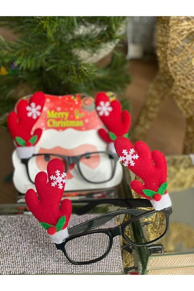 QUEEN AKSESUAR New Year New Year Special Luxury Deer Horned Fancy Glasses Christmas Glasses