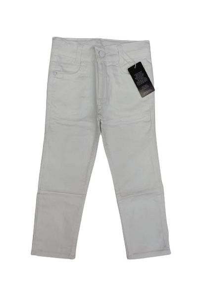 HİLAL BEBE Boy's White Lycra Linen Pants