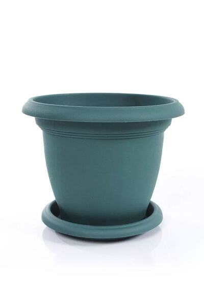 ToXA 5 lt Yeşil Tabaklı Yuvarlak Plastik Villa Saksı No6 Ø26x19cm