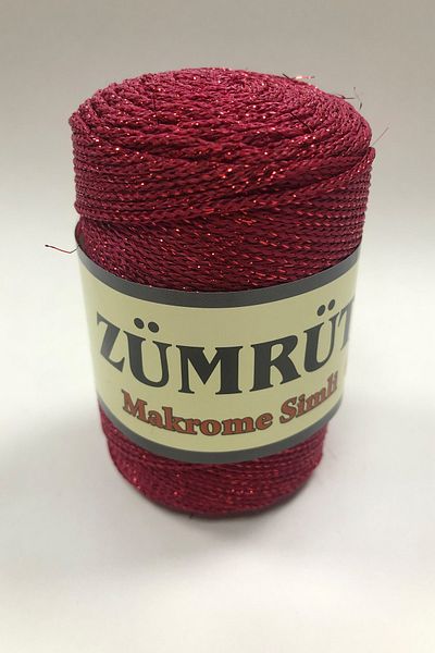 Zümrüt 100gr Red Glitter 4 Mm Macrame Thread