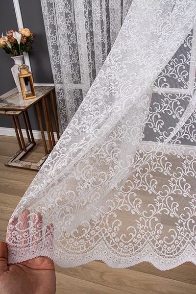perdealemi Ivy Pattern Knitted Plain Tulle Curtain, 550x250, Normal Pleat, 1/2.5