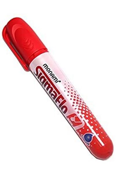 Monami قلم Sigmaflo باللون الأحمر والأبيض - علبة مكونة من 12 قطعة