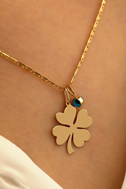 MİLET KUYUMCULUK 14 Ayar Altın Yonca Göz Valentino Zincir Kolye