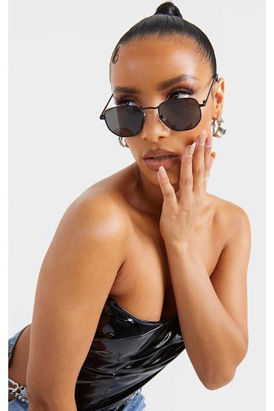 Goldmine Pentagonal Sunglasses Black Unisex