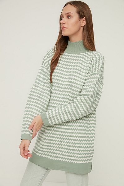 Trendyol Modest Πλεκτό πουλόβερ μέντα με μισό ζιβάγκο TCTAW22AK0185