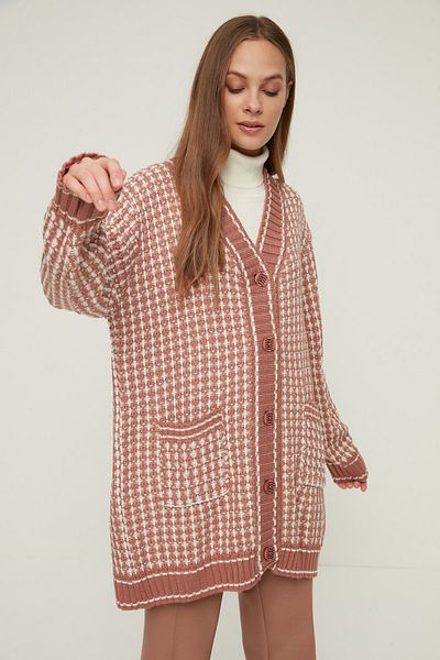 Trendyol Modest Πλεκτή ζακέτα με αποξηραμένο τριαντάφυλλο TCTAW22TH0144