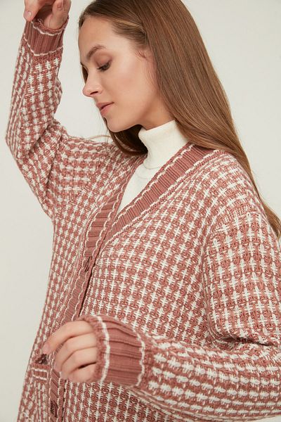 Trendyol Modest Πλεκτή ζακέτα με αποξηραμένο τριαντάφυλλο TCTAW22TH0144