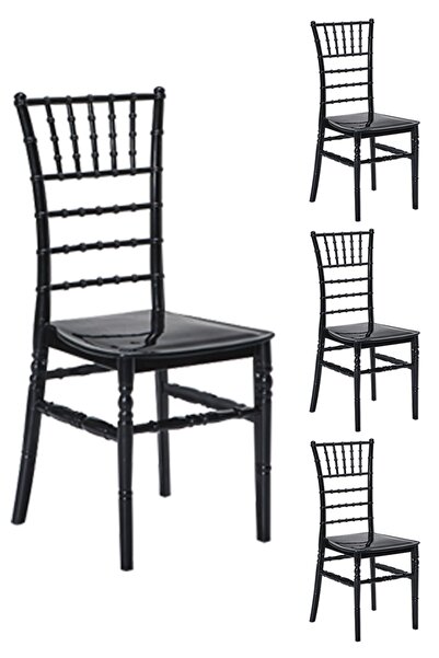 SANDALİE 4 Adet Soho Siyah Sandalye / Balkon-bahçe-mutfak