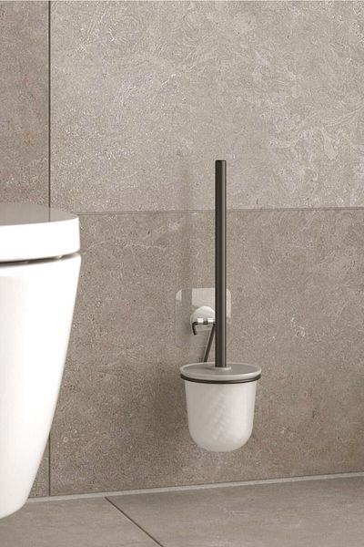 Teknotel Perie de toaletă adezivă inoxidabil negru mat St195