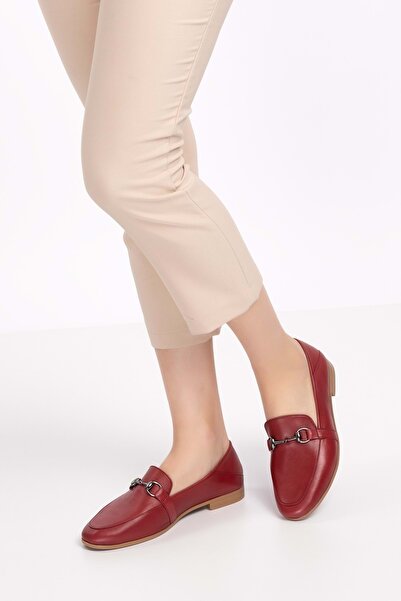 Gondol Hakiki Deri Kadın Babet Iz.3501 - Bordo - 41