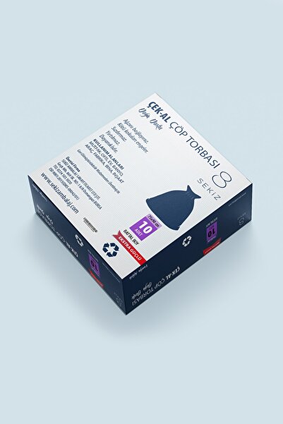 SEKİZ AMBALAJ Çek-al Çöp Torbası Battal Boy Ekstra Güçlü 4 Kutu * 10'lu = 40 Adet