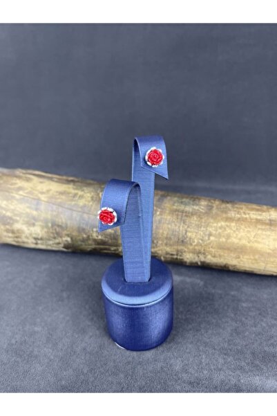 BEY SİLVER Telkari Gül Mercan Nokta Kadın Küpe