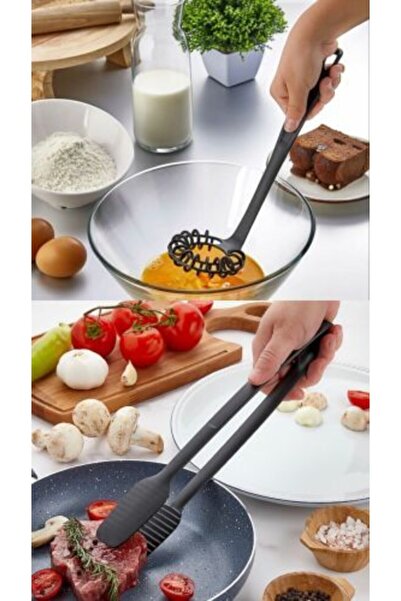 HB LİFE 2'li Yanmaz Yapışmaz Servis Izgara Maşası Ve Spiral Çırpıcı Pratik Çı...