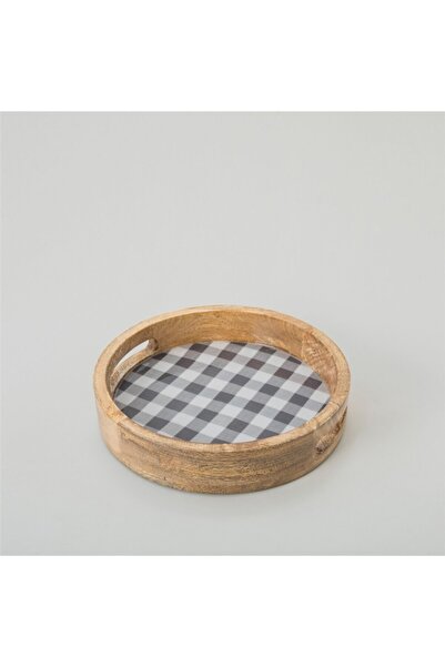 Chakra Aleph Yuvarlak Tepsi 26 Cm Natural