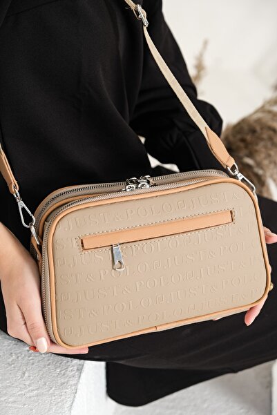 Just Polo Women's Mink Tan 3D Just & Polo Patterned Bag Vegan Shoulder and Ha...